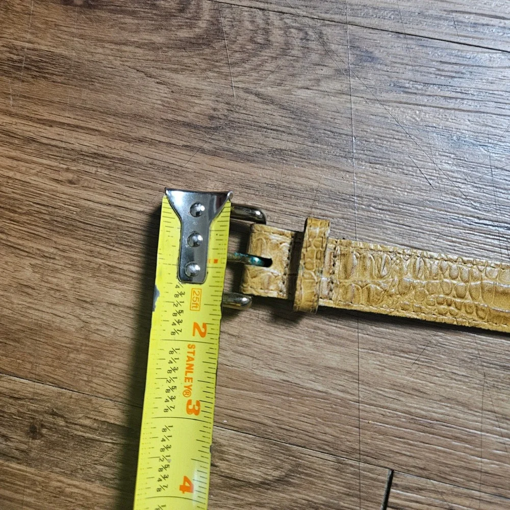 VTG Carlos Falchi Crocodile Embossed Leather Belt Womens L USA Stealth Wealth
